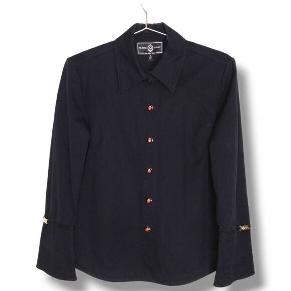 St John Womens Jacket Sz P Black Red Ladybug Buttons & Lining Cuffs Business